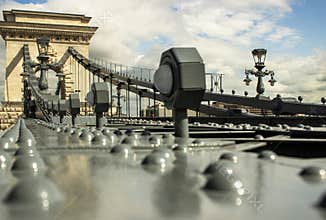 Chain Bridge from Low Angle Perspective in Budapest