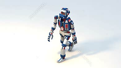 Realistic funny 3D robot android - walk cycle