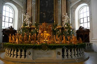 Nativity Christmas scene on vault of Welf Dynasty, lightened Native Scene