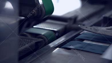 Conveyor belt with postal envelope