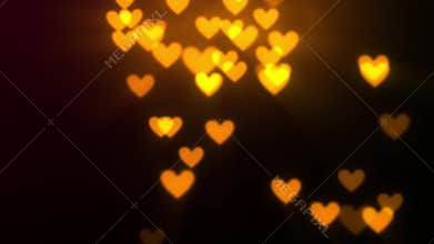 Abstract golden lights and heart background