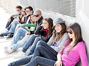 Diverse group of teens students