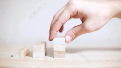 Growth, business success. wood blocks concept