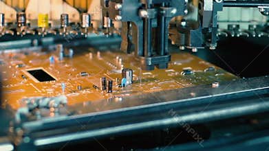 Assembly line in a laptop computer factory.