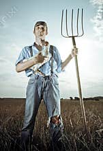 Farmer with Chicken