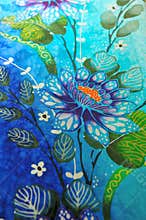 Batik style floral fabrics