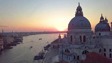 Venice , Italy, aerial view of Santa Maria della Salute