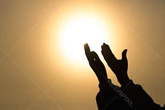 Christian woman hands praying to god Woman Pray for god blessing to wishing have a better life. begging for forgiveness and