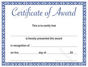Certificate of award template