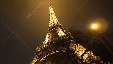Sightseeing Eiffel Tower Paris France cinematic night shot