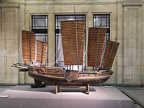 Antique sailing ship model in the Shanghai History Museum