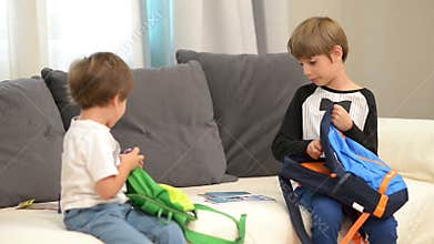 Brothers Preparing for School