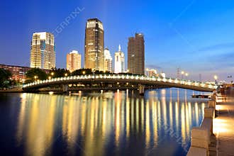 Caihongqiao bidge of yundang lake night sight, srgb image