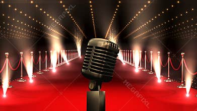 Microphone on red carpet with american flag Video