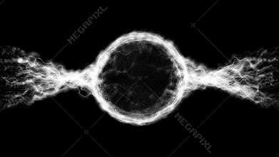 Abstract red futuristic sci-fi plasma circular form with energy light strokes