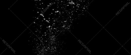 Close-up macro images of soda water bubbles floating up