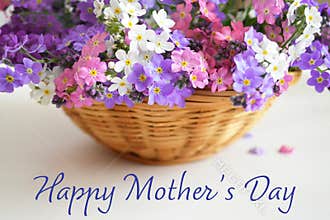 Happy Mothers Day. Mothers Day flowers in the basket