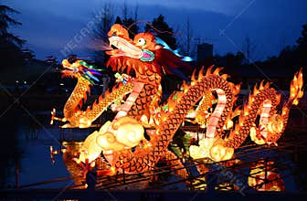 Dragon lanterns lighting up