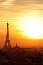 Paris sunset effel tower cityscape