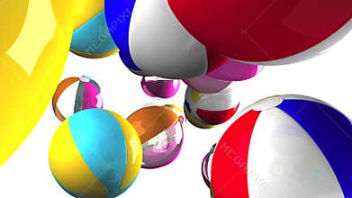 Colorful beach balls on white background