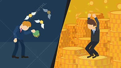 Rich versus poor. Social and economic inequity and the worldwide wealth gap. businessman inequality concept. Business loop animati