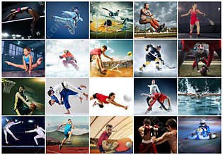 Collage about different kind of sports