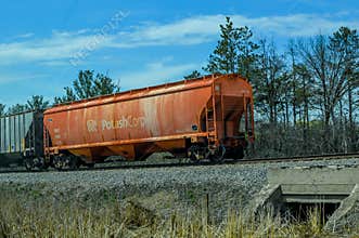 Potash Corp. Cargo Train Caboose on Railroad