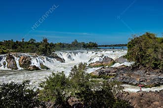 Khone Phapheng Falls on the Mekong River in southern Laos.
