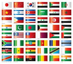 Glossy flags set Asia & Africa