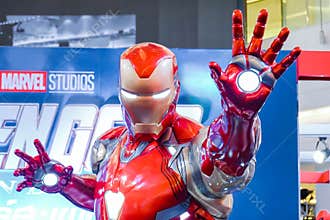 Life-sized Super hero Iron Man model show in Avengers Endgame exhibition booth