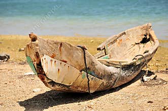 Old wooden canoe