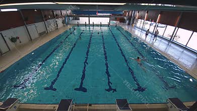 Large indoor pool. People are free to swim in the pool
