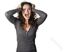 Frustrated and angry woman screaming