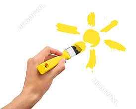 Hand draw the sun in sky