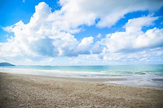 quiet beach sea tropical ocean on summer blue sky and background