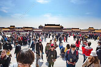 China, Beijing, Tiananmen, Visitors in Forbidden City, Mass Tourism
