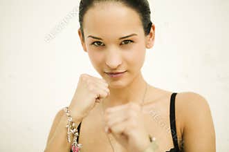 Beautiful Woman doing boxing movement