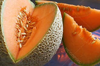 Cantaloupe -- cut with slices