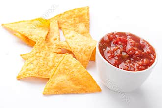 Nachos and tomato dip