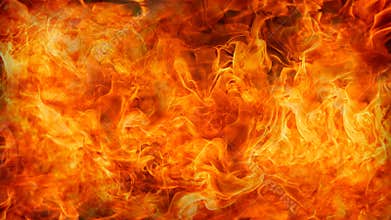 Fire and flames with a burning dark red-orange background. Fire and flames.