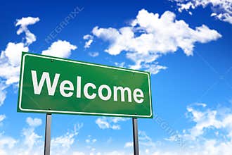 Welcome road sign