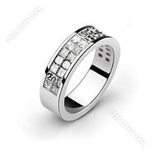 White gold wedding ring with white diamonds, cut p