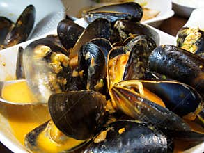 Cooked mussels