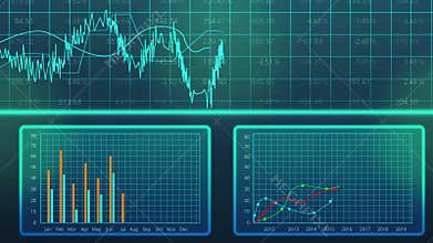 Computer generated graphs of country's GDP growth, economic development forecast