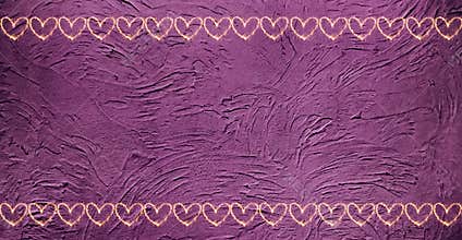 Vintage purple background with borders of hearts.