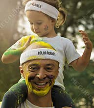 Father and Daughter at Color Run Bucharest