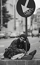 Homeless Sad Man on Bucharest streets