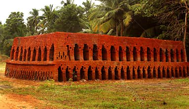 Bricks layers in the brick factory