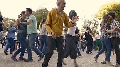 FullHD video of a dance festival salsa on the streets of Lisbon.