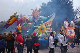 Chariot at carnival parade of Verona city